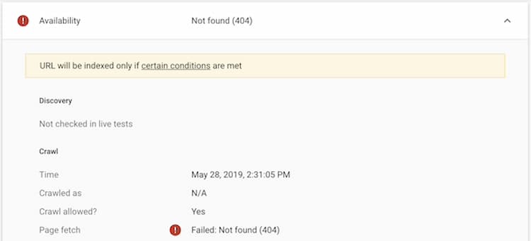 HTTP Status Kod Google Search Console Inspection