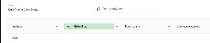 Google Studio filtre oluşturma